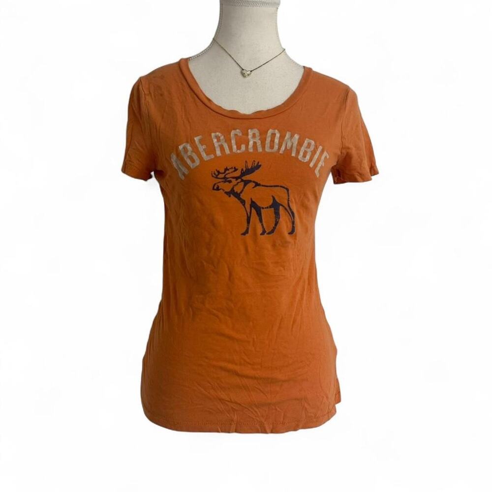 Abercrombie Vintage Orange Baby Tee Full Length Short Sleeve Scoop Neck Fitted